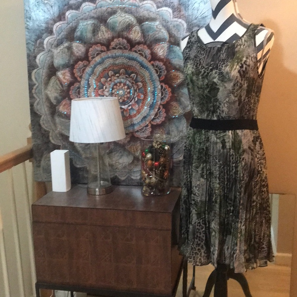Peter Nygard animal print camouflage summer sheer dress